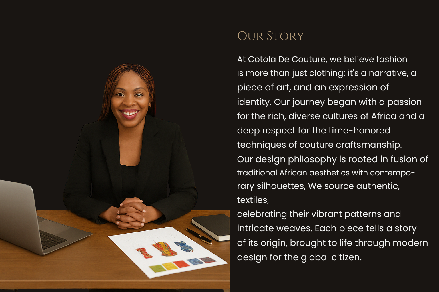 Our Story - a collage of images representing the brand's journey.